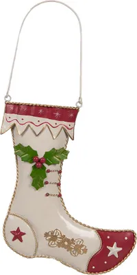 Immagine prodotto di Clayre & Eef Decorazione natalizia Figura Calza di Natale 23x2x28 cm Beige Metallo