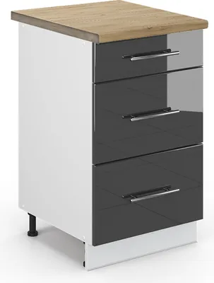 Produktbild von Küchenunterschrank Vicco Fame-Line Anthrazit Hochglanz 50 cm AP Eiche, Model 48903