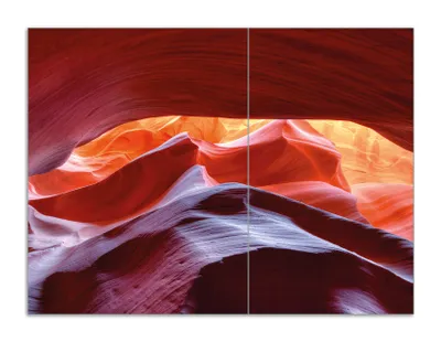 Produktbild von Wallario Herdabdeckplatte aus Glas, Größe 70 x 52 cm 2-teilig, Motiv Antelop Canyon USA  Kalksandsteingebirge in leuchtenden Farben