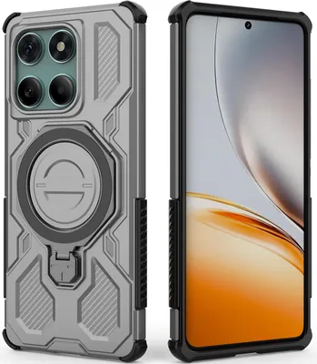 Immagine prodotto di Resistente cover per cellulare per Motorola Edge 60 /Edge 60 Fusion, robusta custodia con supporto ad anello, supporto magnetico e supporto Grigio
