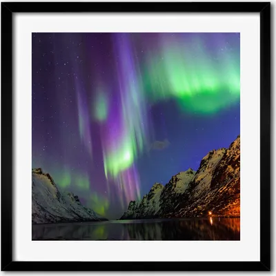 Produktbild von Bild - 50 cm x 50 cm - MDF - Rahmen, Wandkunst - Nordlichter