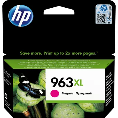 Obrázok produktu pre HP Originálna purpurová atramentová kazeta 963XL s vysokou výťažnosťou, Vysoký (XL) výnos, Purpurová, Atrament na pigmentovej báze, 23,25 ml, 1 kusov, Balenie po jednom kuse