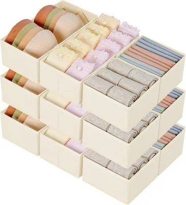 Produktbild von Staubeschützende Aufbewahrungsbox 12-teilig 30x15x9cm Beige