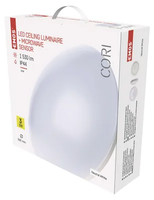 LED Deckenleuchte Cori, Bewegungsmelder, rund, 18W NW, IP44