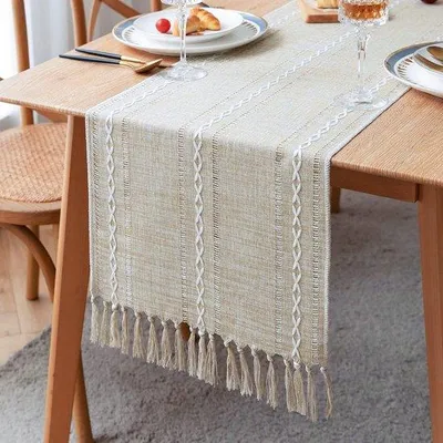 Zdjęcie produktu dla Bawełniany obrus z frędzlami, 240 x 33 cm, na piknik i uroczystości