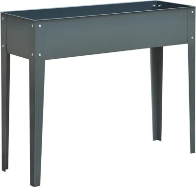 Produktbild von Hochbeet Pflanzkasten Metall 100x30x80 cm Kräuterbeet Pflanztrog wetterfest mit 3 Ablauflöchern für Balkon Garten & Terrasse Frostsicher Anthrazit