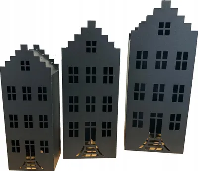 Produktbild von Led-Laterne Haus Laterne Satz Von 3 Stück Corten Laterne Schwarz