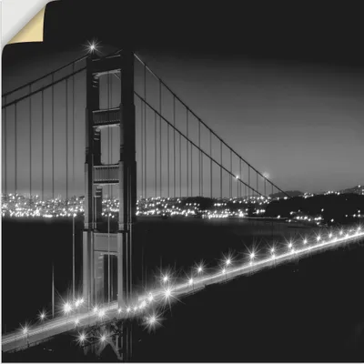 Produktbild von ARTland Wandbild, selbstklebend Golden Gate Bridge am Abend I Größe: 70x70 cm