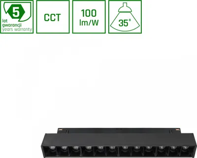 Produktbild von GRID S LED Stromschienenstrahler 48V 12W 35° CCT UGR<19 Blendfrei Schwarz