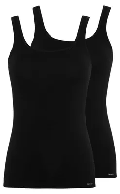 Image de Débardeur SKINY pour femmes, lot de 2 - Sous-vêtement, sans manches, coton stretch, noir basique M