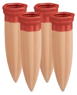 Image de Embouts d'arrosage Relaxdays, lot de 4, en céramique, aide à l'arrosage pour bouteilles de 1,5 l, cônes en terre cuite pour balcon et jardin, couleur terre cuite/rouge