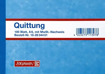 Produktbild von BRUNNEN Quittungen 100 Blatt mit Mwst. 102634401