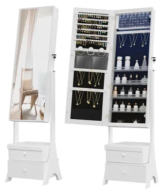 Image de Armoire à bijoux - Rangement à bijoux - Armoire à maquillage - Armoire de rangement - Armoire avec miroir - Design autoportant
