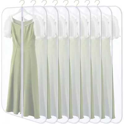Produktbild von Kleidersäcke 8 Stück 60x140cm Transparent mit Reißverschluss PEVA Weiß