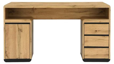 Produktbild von Schreibtisch mit Stauraum - MDF - Natur und Schwarz SERGUEI