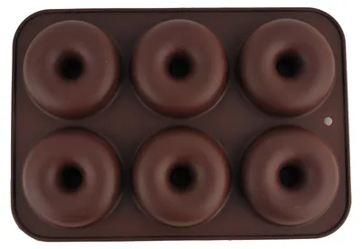 Silikon-Donutform 6 Mulden braun 25,4 x 17,78 x 4 cm