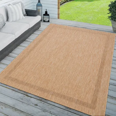 Produktbild von TT Home In-& Outdoorteppich Wetterfest Terrasse Küche Modern Mit Umrandung Unifarben Größe 80x150 cm