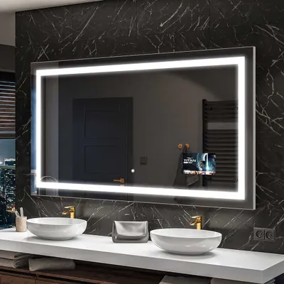 Produktbild von Artforma Badspiegel SMART 130x100 cm - mit LED Beleuchtung - LED Farbe Kaltweiß 7000K - Individuell Nach Maß - Beleuchtet Wandspiegel Lichtspiegel Badezimmerspiegel | Lichtschalter: Touch Schalter |SLED015