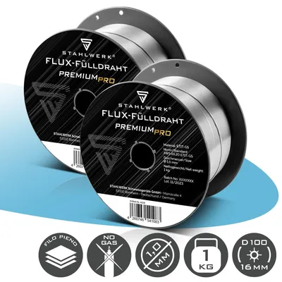 Immagine prodotto di STAHLWERK 2 x filo per saldatura MIG MAG E71T-GS 1,0 mm S100/D100 1 kg