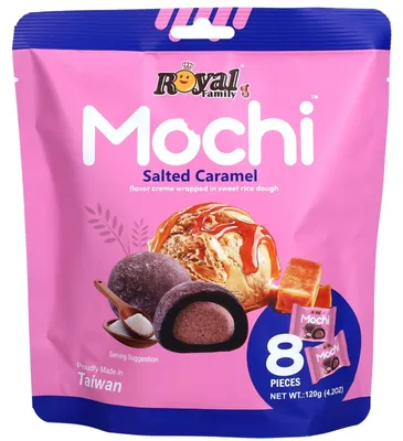 Obrázek produktu pro Royal Family Mochi s příchutí slaného karamelu jednotlivě balené 120g