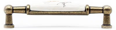 Produktbild von Vintage-Möbelgriffe | 2 antike Möbelgriffe – Landhausstil | 106 × 26 × 19 mm | Möbelknöpfe aus Zink-Aluminium und Porzellan | Küchenschrankgriffe, Vintage-Schrankgriffe