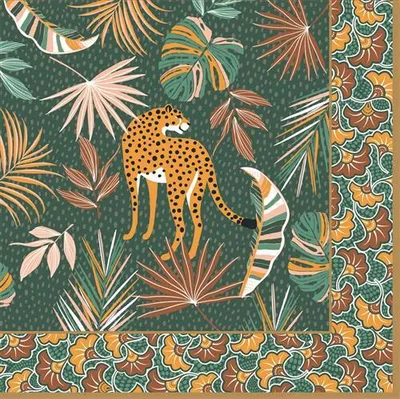 Produktbild von 20 Servietten Namibia - Leopard im bunten Dschungel 33x33cm