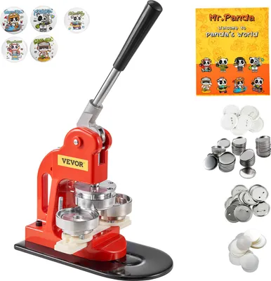 Obrázok produktu pre VEVOR Stroj na výrobu odznakov Button Maker 58 mm, lis na odznaky 500 ks. Plechové viečko, stroj na výrobu odznakov, 250 ks. Plastové podstavce + 250 ks železných podstavcov Badge Maker