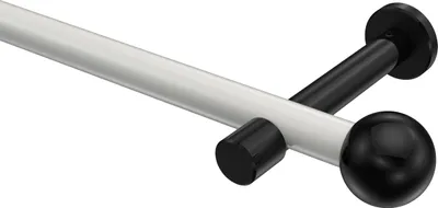 Produktbild von Interdeco Gardinenstange / Vorhangstange Weiß / Schwarz, Typ Prestige Luino (Kugel) ohne Ringe, 20 mm Ø 1-läufig, 280 cm