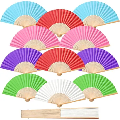 Image de Éventails de mariage, éventails pliants, cadeaux pour les invités, lot de 12, multicolores