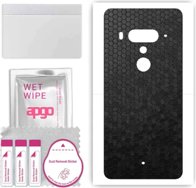 Produktbild von apgo Rückseite Schutzfolie, Skin, kompatibel mit HTC U12 Plus, Hinten Displayschutzfolie aus Vinylfolie, kratzfest, einfache Montage - Schwarze Honigwabe