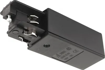 Produktbild von Einspeiser für 3-Phasen Schiene quadratisch, Erde links, schwarz