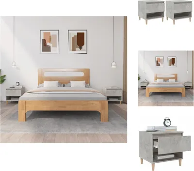 Immagine prodotto di vidaXL Comodini 2 pz. Grigio cemento 50x46x50 cm materiale a base di legno - Comodini
