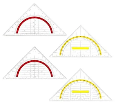 Produktbild von Vicloon Geodreieck, 4 Stück Geometrie Dreieck Lineal Set 16cm | Transparent Geodreieck mit Griff, Zeichendreieck Winkelmesser Set Plastik Geometriedreieck für Studenten Büro Malerei Schule