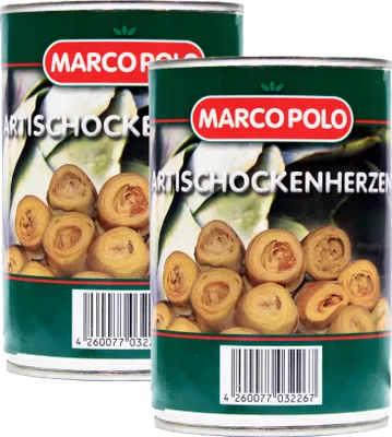 Produktbild von MARCO POLO ARTISCHOCKEN-HERZEN eingelegt Dose-Konserve 2x Füllm 390g ATG 240g