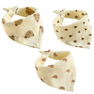Produktbild von Baby Lätzchen, 3 Stück Dreieckstuch, Lätzchen Baby Absorbierende Dreieckstuch, Weiche Sabberlätzchen, mit Verstellbares Druckknopf, für Säugling Kleinkinder Jungen Mädchen, mehrfarbig