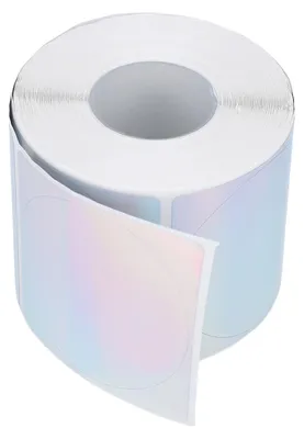 Zdjęcie produktu dla 1 rolka (400 sztuk) holograficznych etykiet – okrągłe naklejki o średnicy 2 cali, samoprzylepne, z papieru termicznego, do rękodzieła i dekoracji