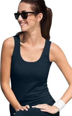 Produktbild von Damen-Tanktop, 95% Baumwolle, 5% Elasthan, unbedruckt, einfarbig, 180g/m2, Farbe dunkelblau, Größe S