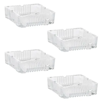 Produktbild von 4x Glas Aschenbecher eckig 10 x 10 cm Tisch Ascher Glasaschenbecher Tischaschenbecher
