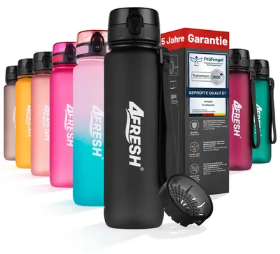 Obrázok produktu pre Fľaša na pitie 4FRESH Colourful Frosted – Classic Black 1500 ml