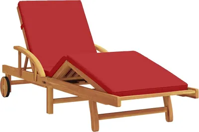Image de vidaXL Transat en bois d'acacia massif, couleur rouge