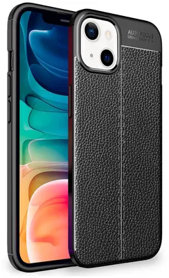 Obrázok produktu pre NALIA Leather Look Case pre iPhone 13, čierne silikónové puzdro proti odtlačkom prstov, odolné proti poškriabaniu, nárazuvzdorné