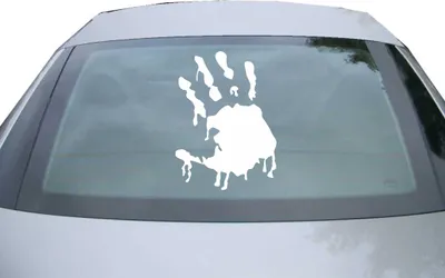 Produktbild von Indigos UG - Aufkleber Heckscheibe & Motorklappe DE2022 - weiß - 600x436 mm - Zombie Hand - Auto Scheiben Fenster Heckklappe Tuning Racing JDM - Die cut