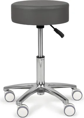 Produktbild von Habys Rollhocker Mobi | Höhenverstellbar, Arbeitshocker, Drehstuhl, Drehhocker, Kosmetikhocker, Praxishocker, Bürohocker | Grau