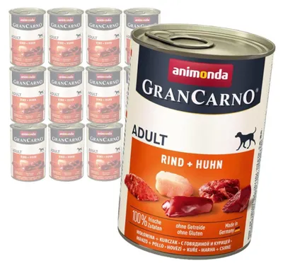 Zdjęcie produktu dla Animonda GranCarno Adult 12x400g Mokra Karma Dla Psa z Wołowiną i Kurczakiem