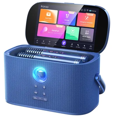Karaokemaschine mit 2 Mikrofonen, 140 W, Liedtextdisplay, tragbar
