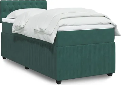 Produktbild von Design Boxspringbett mit Matratze Dunkelgrün 100x200 cm Samt, Klassische Betten 2024 Neu