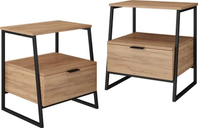 Produktbild von Nachttisch Vicco Lunor Goldkraft Eiche/Schwarz 2er Set, Model 55283