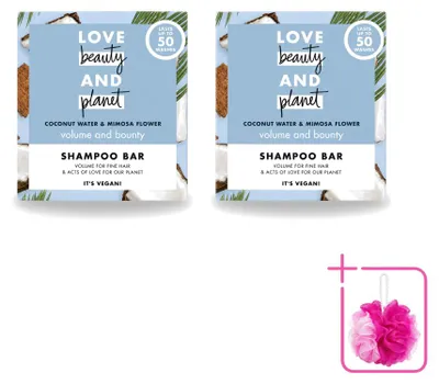 Productafbeelding van 2 x Love Beauty and Planet shampoo bar - Kokoswater & mimosa - 90 g - Voordeelverpakking - 2 stuks