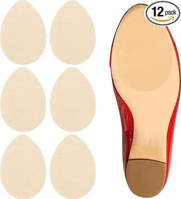 Produktbild von 12 Stück Anti Rutsch Sohle Pads Rutschfeste -Aufkleber für Schuhe und High Heels, Selbstklebende Schutz Kissen Sohlenprotektoren (Transluzent)