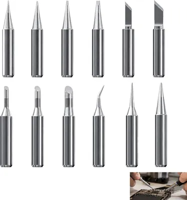 Produktbild von Lötspitzen 900M, 12-teilig, konisch, meißelförmig und schräg, für verschiedene Lötkolben